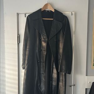 Elegant Vintage Black Leather Coat by Birger Biskop Kokkola. Soft Leather